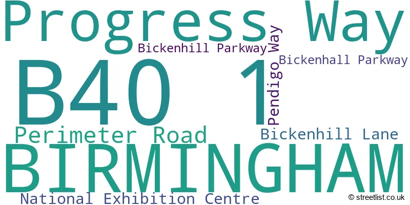 A word cloud for the B40 1 postcode